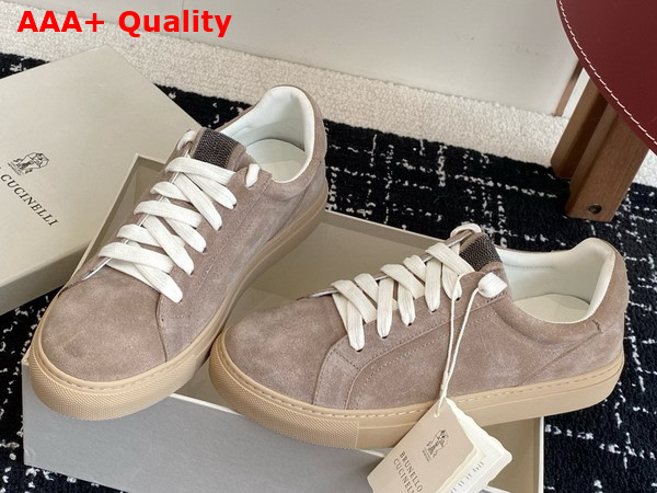 Brunello Cucinelli Suede Sneakers in Light Grey Replica