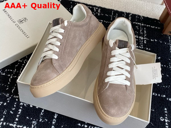 Brunello Cucinelli Suede Sneakers in Light Grey Replica