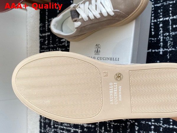Brunello Cucinelli Suede Sneakers in Light Grey Replica