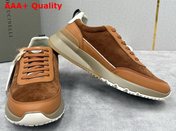 Brunello Cucinelli Suede and Calfskin Runners 252MZUSGGO278CJV06 Replica