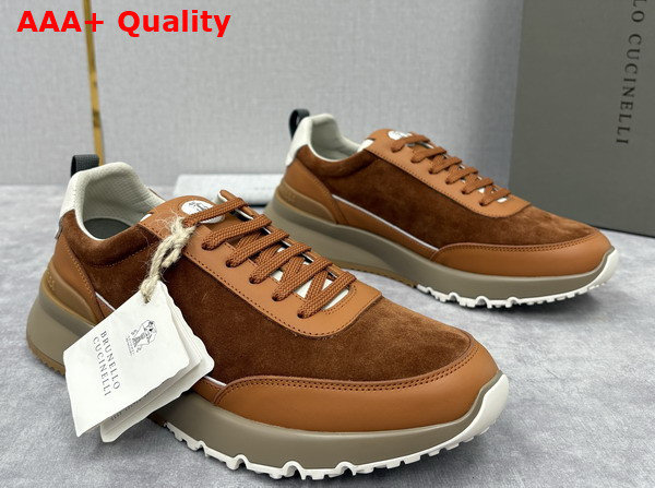 Brunello Cucinelli Suede and Calfskin Runners 252MZUSGGO278CJV06 Replica