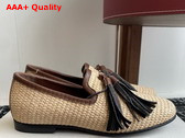 Brunello Cucinelli Techno Raffia Loafer with Precious Trim and Tassel in Natural Replica