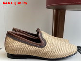 Brunello Cucinelli Techno Raffia Loafer with Precious Trim in Naturel Replica