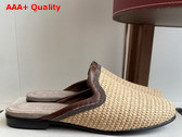 Brunello Cucinelli Techno Raffia Slipper with Precious Trim in Natural Replica