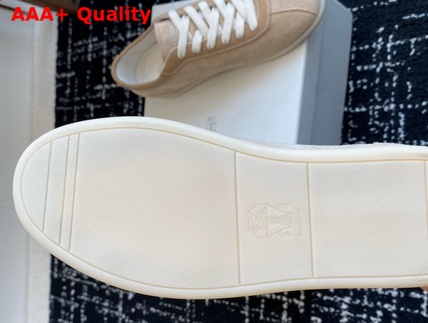 Brunello Cucinelli Washed Suede Sneakers in Hazelnut Replica