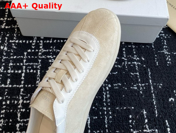 Brunello Cucinelli Washed Suede Sneakers in Milk Replica