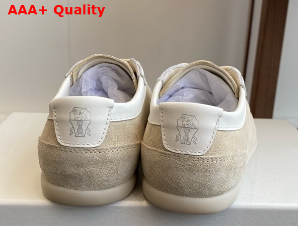 Brunello Cucinelli Washed Suede Sneakers in Milk Replica