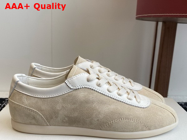 Brunello Cucinelli Washed Suede Sneakers in Milk Replica
