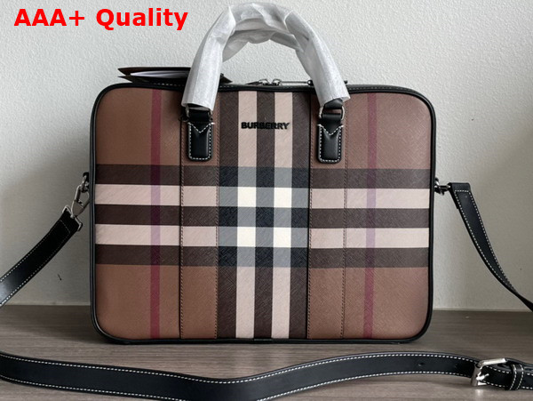 Burberry Ainsworth Briefcase in Dark Brich Brown Check Canvas Replica