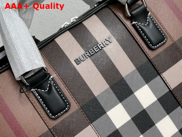 Burberry Ainsworth Briefcase in Dark Brich Brown Check Canvas Replica