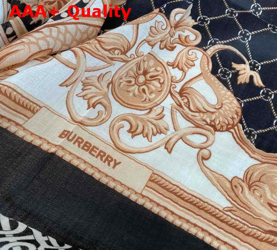 Burberry Archive Scarf Print Cashmere Large Square Scarf Black Replica