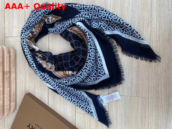 Burberry Archive Scarf Print Cashmere Large Square Scarf Blue Replica