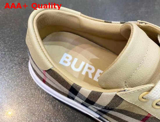 Burberry Bio Based Sole Check Cotton and Leather Sneakers Beige Replica