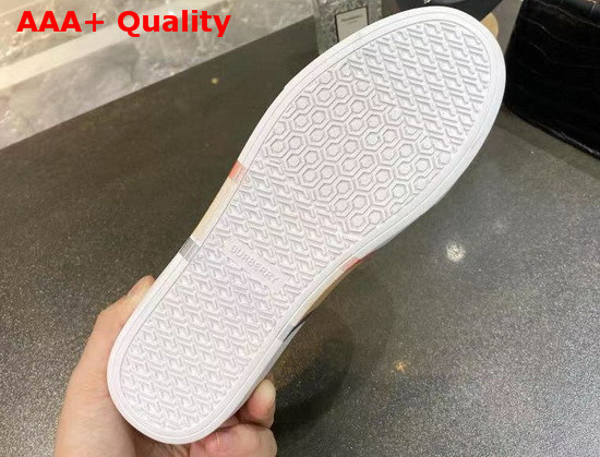 Burberry Bio Based Sole Check Cotton and Leather Sneakers Beige Replica