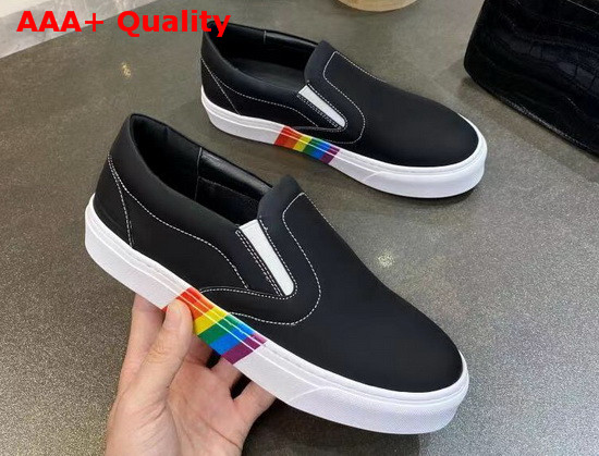 Burberry Bio Based Sole Leather Slip On Sneakers in Black Calf Leather Replica