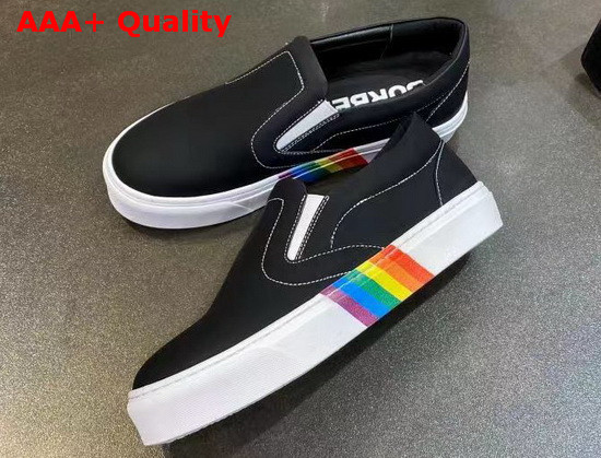 Burberry Bio Based Sole Leather Slip On Sneakers in Black Calf Leather Replica