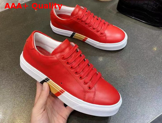 Burberry Bio Based Sole Leather Sneakers in Bright Red Calf Leather Replica
