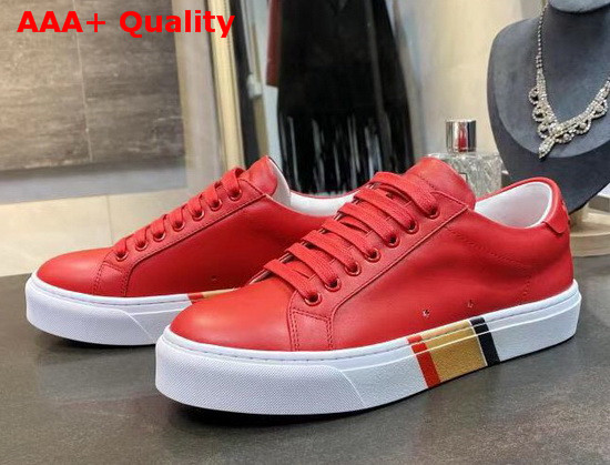 Burberry Bio Based Sole Leather Sneakers in Bright Red Calf Leather Replica