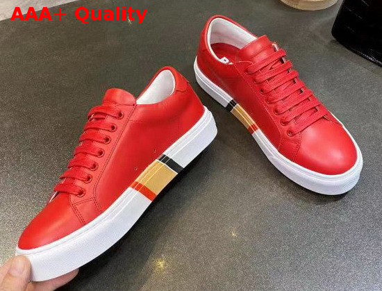 Burberry Bio Based Sole Leather Sneakers in Bright Red Calf Leather Replica
