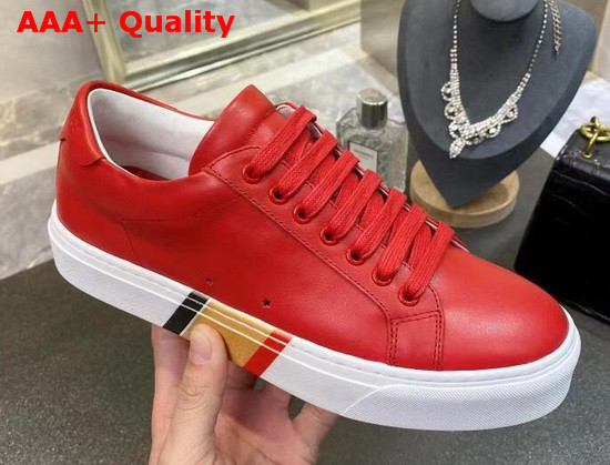 Burberry Bio Based Sole Leather Sneakers in Bright Red Calf Leather Replica