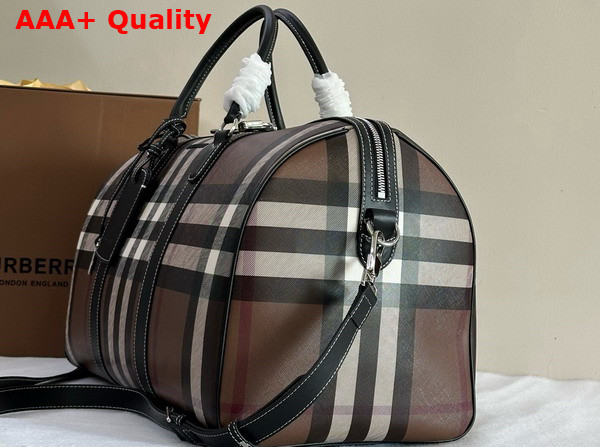 Burberry Boston Holdall Dark Brich Brown Topstitched Leather Replica