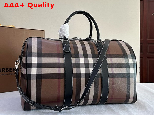 Burberry Boston Holdall Dark Brich Brown Topstitched Leather Replica