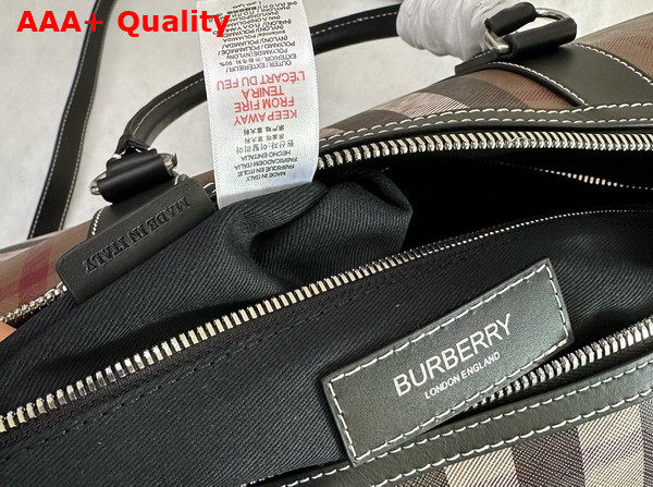 Burberry Boston Holdall Dark Brich Brown Topstitched Leather Replica