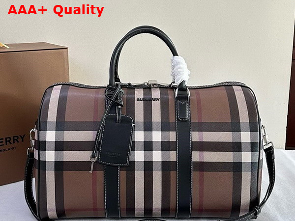 Burberry Boston Holdall Dark Brich Brown Topstitched Leather Replica