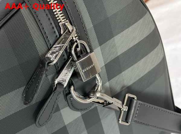 Burberry Boston Holdall in Charcoat Burberry Check Trimmed with Smooth Calf Leather Replica