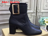 Burberry Buckle Detail Leather Ankle Boot in Black Lambskin Replica