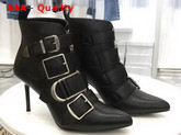 Burberry Buckle Detail Leather High Heel Boot in Black Calfskin Replica