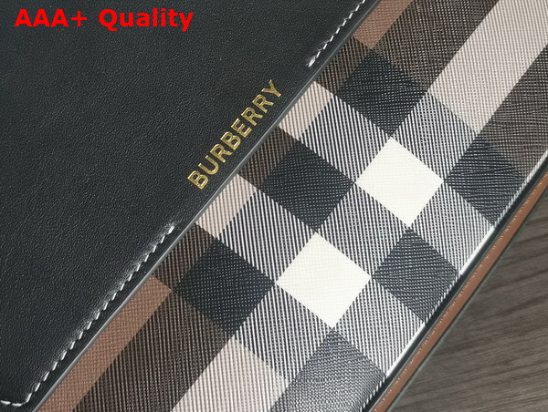 Burberry Catherine Shoulder Bag Dark Birch Brown Check Canvas and Black Leather Replica