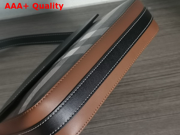 Burberry Catherine Shoulder Bag Dark Birch Brown Check Canvas and Black Leather Replica