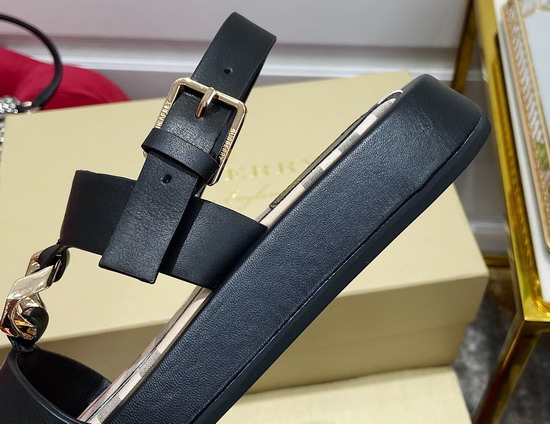 Burberry Chain Link Detail Leather Sandals Black Archive Beige Replica