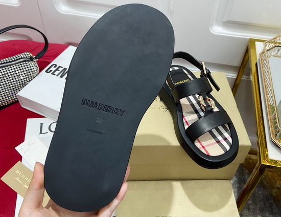 Burberry Chain Link Detail Leather Sandals Black Archive Beige Replica