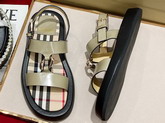 Burberry Chain Link Detail Leather Sandals Khaki Archive Beige Replica