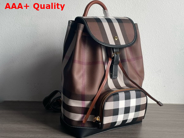 Burberry Check Backpack in Dark Birch Brown Replica