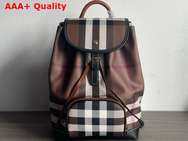 Burberry Check Backpack in Dark Birch Brown Replica