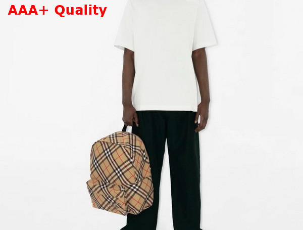 Burberry Check Backpack in Sand Replica