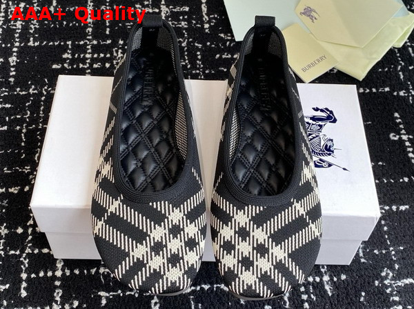 Burberry Check Knit Baby Ballerinas Black Calico Replica