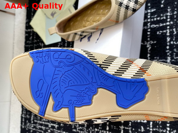 Burberry Check Knit Baby Ballerinas in Sand Replica