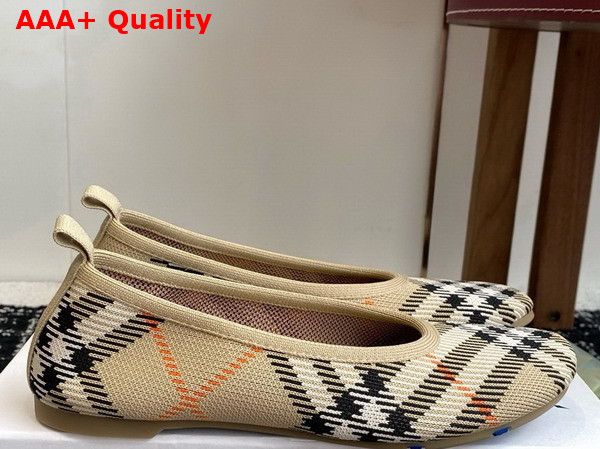 Burberry Check Knit Baby Ballerinas in Sand Replica