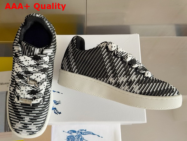 Burberry Check Knit Box Sneakers in Black Replica