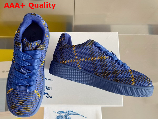 Burberry Check Knit Box Sneakers in Bright Navy for Men Replica