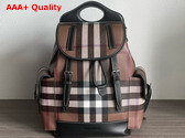 Burberry Check Pocket Backpack in Dark Birch Brown Replica