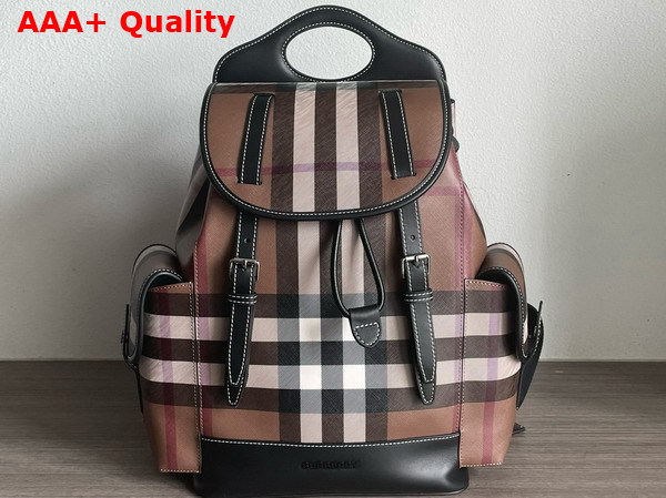 Burberry Check Pocket Backpack in Dark Birch Brown Replica