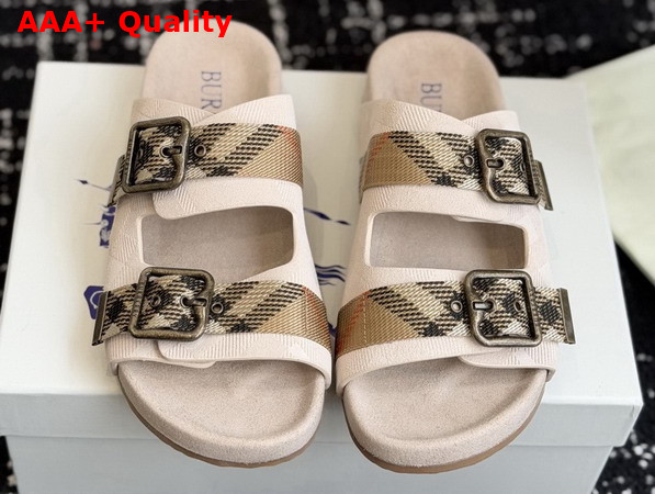 Burberry Check Suede Urchin Sandals in Bake Beige Replica