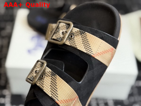 Burberry Check Suede Urchin Sandals in Black Replica