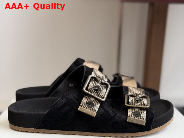 Burberry Check Suede Urchin Sandals in Black Replica