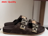 Burberry Check Suede Urchin Sandals in Dark Brown Replica